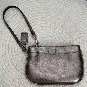 Coach Metallic Gray Wristlet